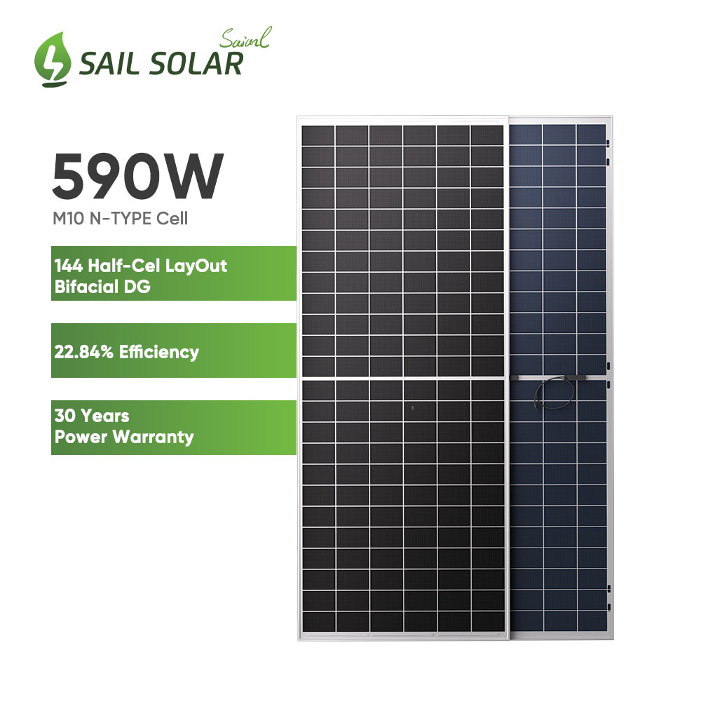 N Type Bifacial Dual Glass 555W 560W 565W 570W 575W 580W Fotovoltaisk solcellepanelmodul