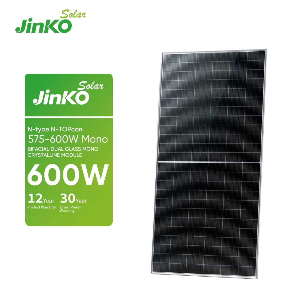 Jinko Solar 575–600 W høyeffektiv bifacial N-type monokrystallinsk PV-modul med høy effekt 600 W