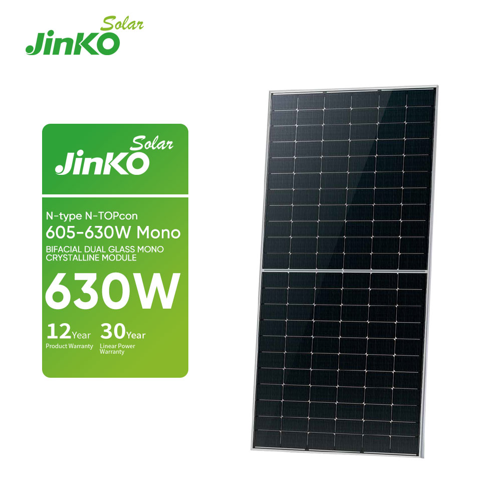 630W høyeffektivt Jinko N-Type TOPCon bifacialt monokrystallinsk solpanel 605W til 630W